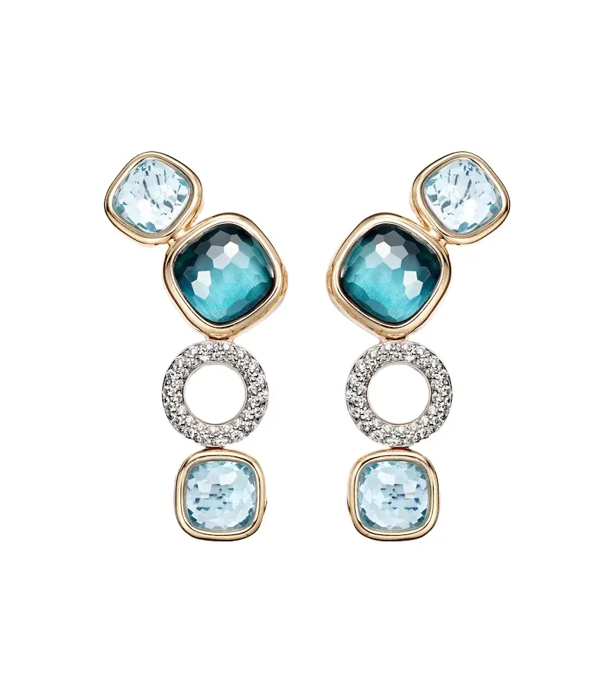 Pomellato Nudo 18kt white and rose gold drop earrings with topaz and diamonds