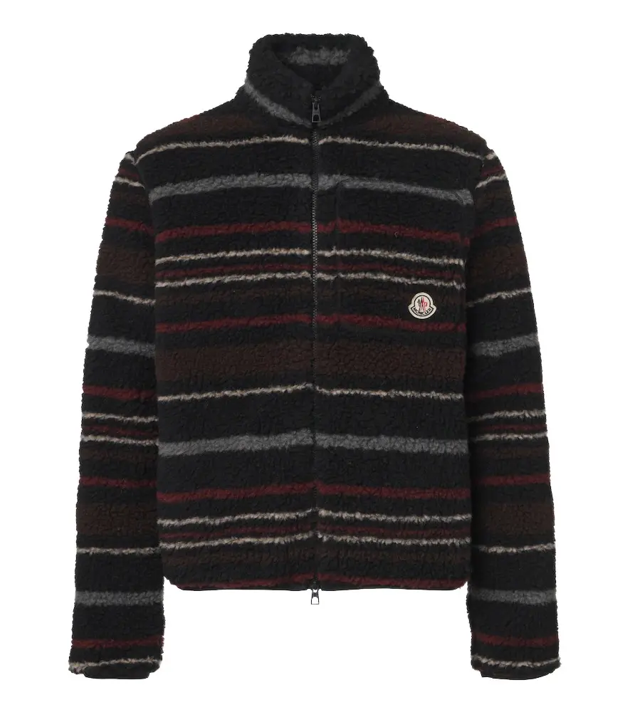 Moncler Striped wool-blend fleece zip-up cardigan | Image 1 Moncler Striped wool-blend fleece zip-up cardigan | Image 1