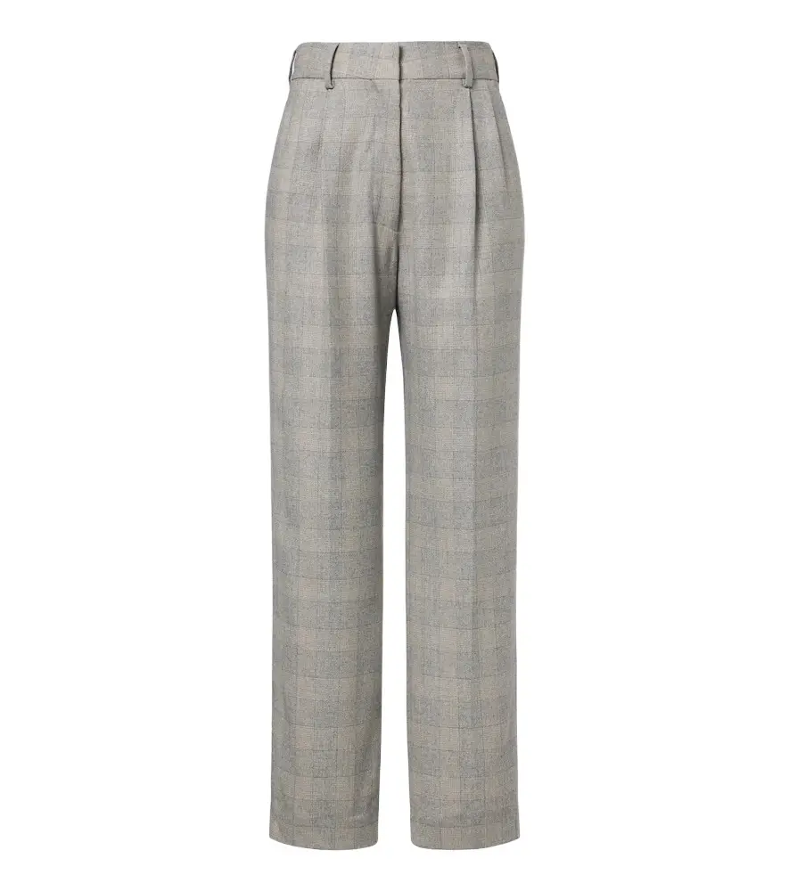 Blazé Milano Blazé Milano Fox checked wool, silk, and cashmere straight pants | Image 1 Blazé Milano Blazé Milano Fox checked wool, silk, and cashmere straight pants | Image 1