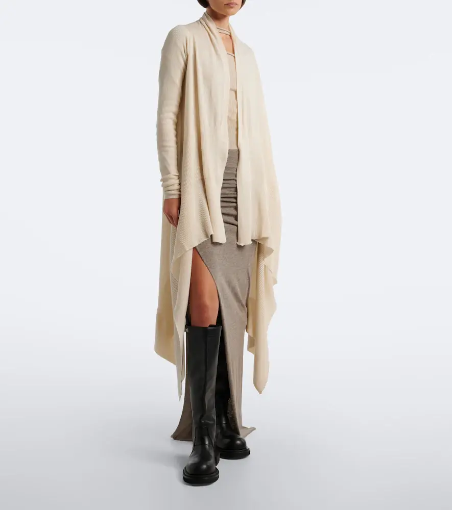 Rick Owens Asymmetric virgin wool cardigan | Thumbnail 3