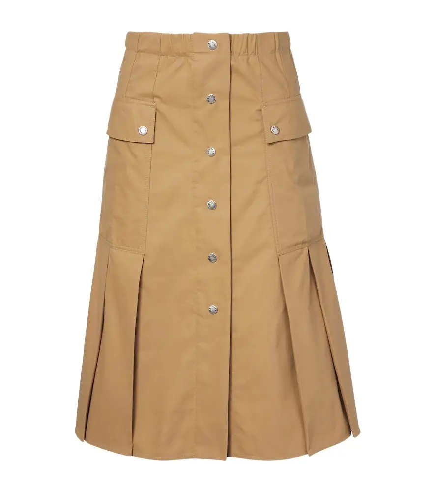 Moncler Pleated cotton-blend midi skirt | Image 1 Moncler Pleated cotton-blend midi skirt | Image 1