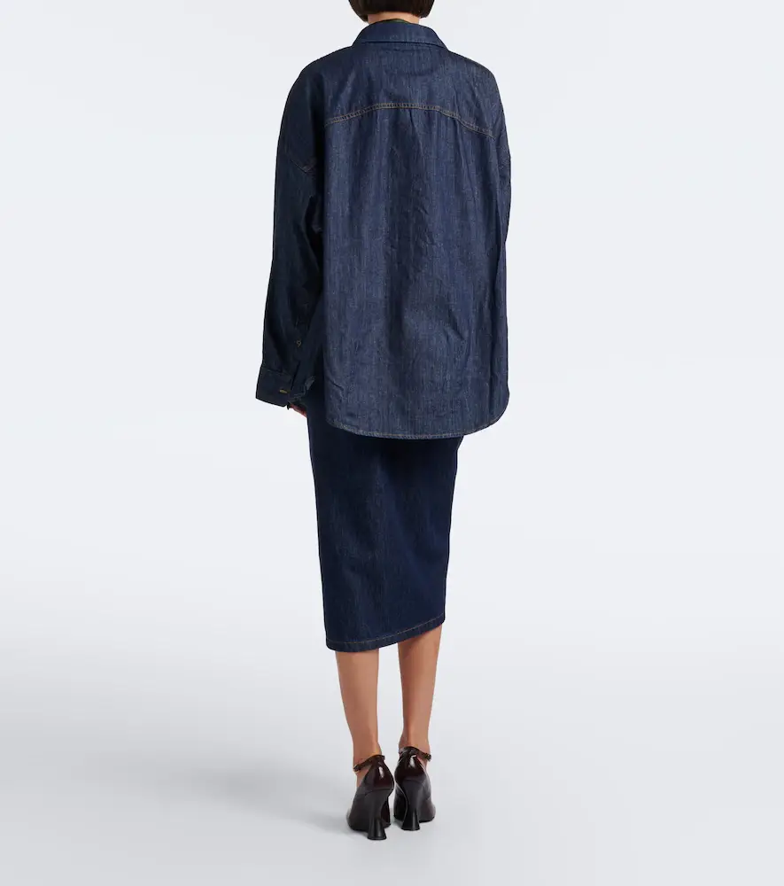Dries Van Noten Draped asymmetric denim midi skirt | Thumbnail 3 Dries Van Noten Draped asymmetric denim midi skirt | Thumbnail 3