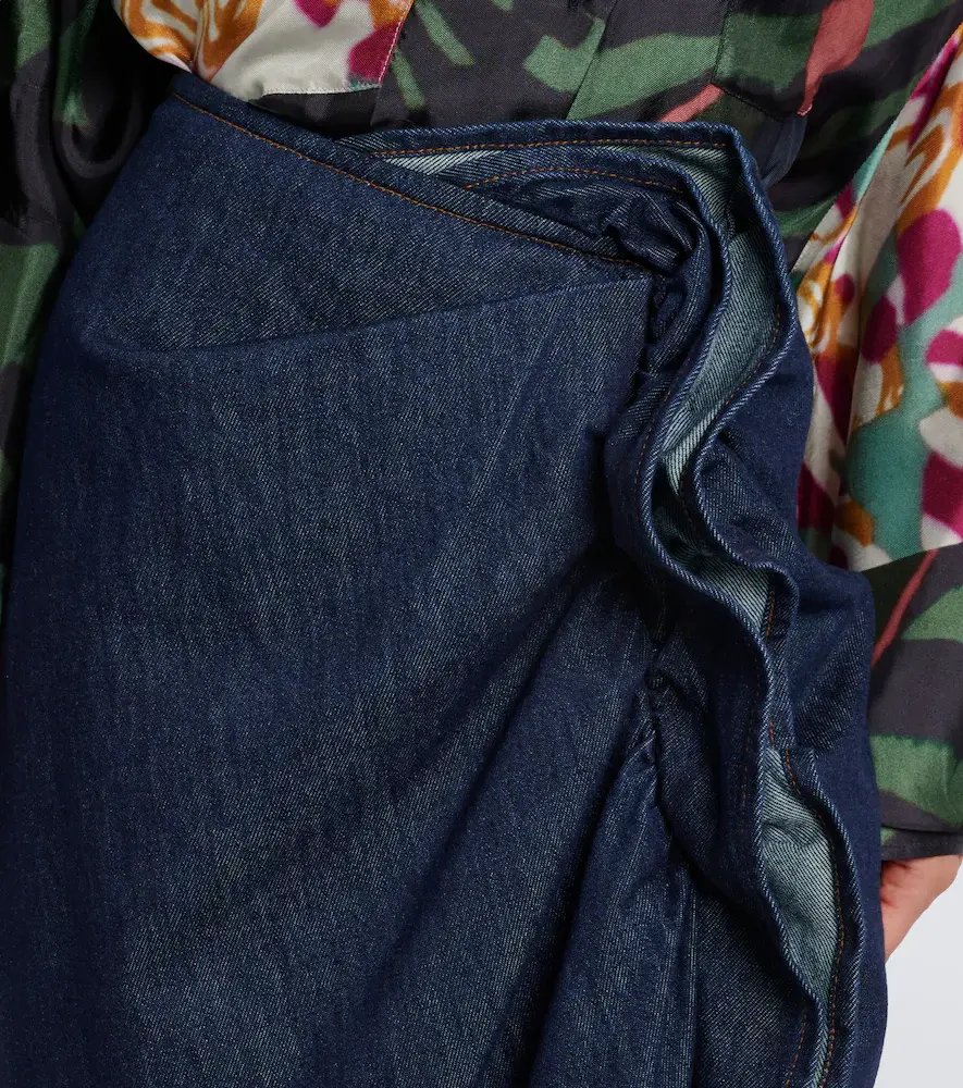 Dries Van Noten Draped asymmetric denim midi skirt | Thumbnail 5 Dries Van Noten Draped asymmetric denim midi skirt | Thumbnail 5