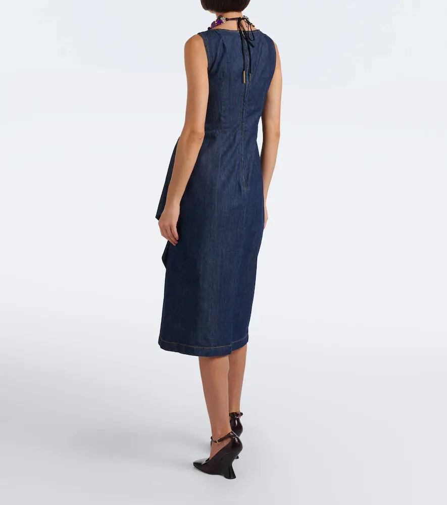 Dries Van Noten Draped denim midi dress | Thumbnail 2 Dries Van Noten Draped denim midi dress | Thumbnail 2