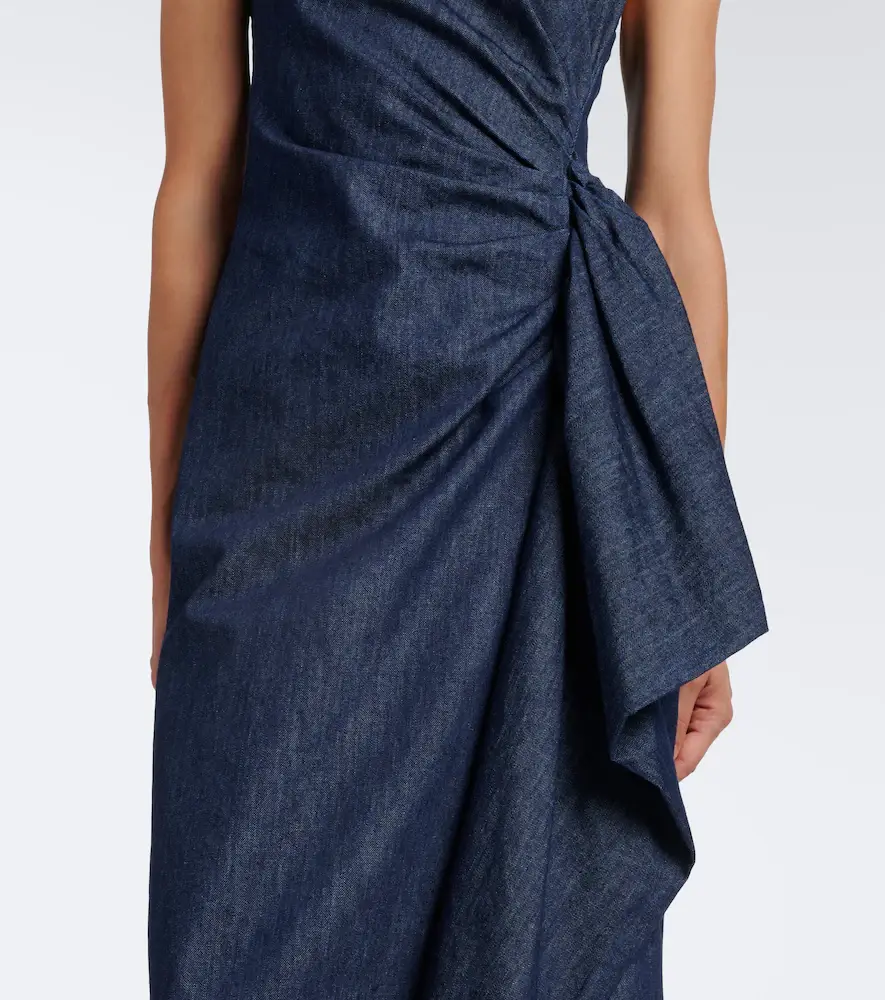 Dries Van Noten Draped denim midi dress | Thumbnail 3 Dries Van Noten Draped denim midi dress | Thumbnail 3