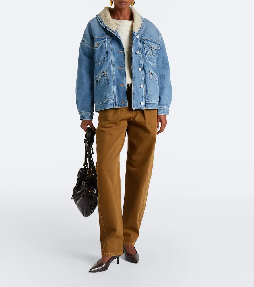 Isabel Marant Pimia fleece-trimmed denim jacket | Thumbnail 3 Isabel Marant Pimia fleece-trimmed denim jacket | Thumbnail 3