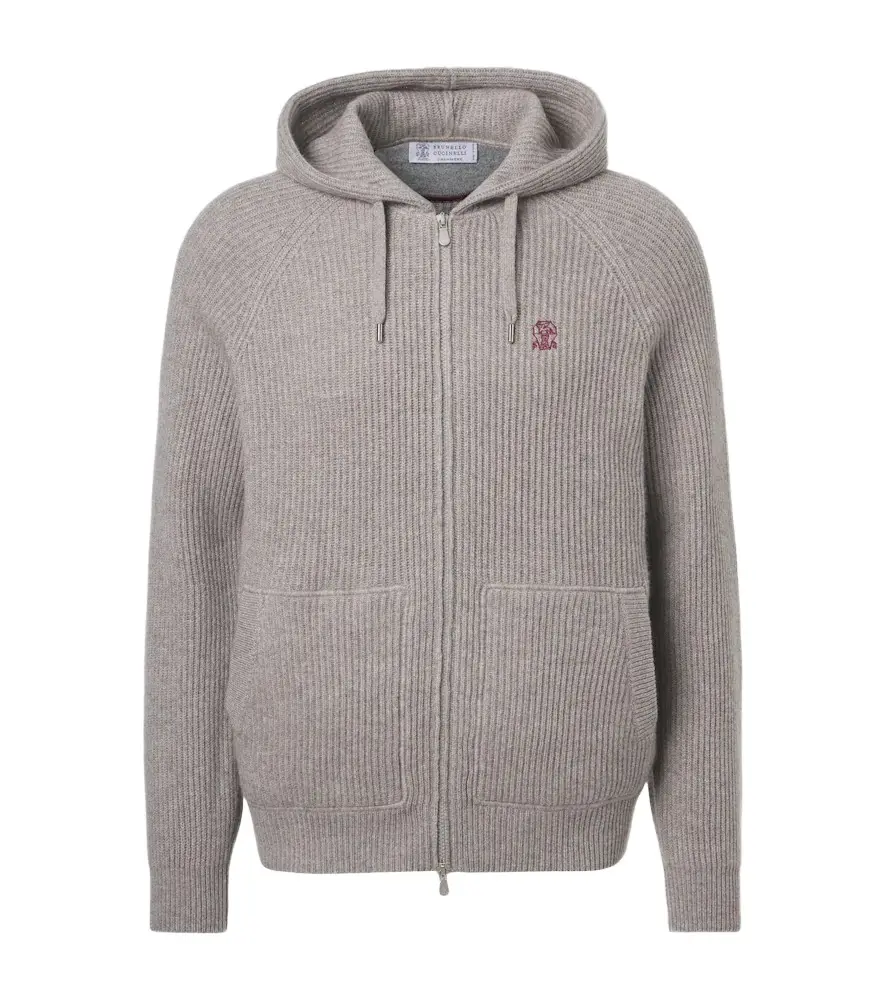 Brunello Cucinelli Ribbed-knit cashmere zip-up cardigan