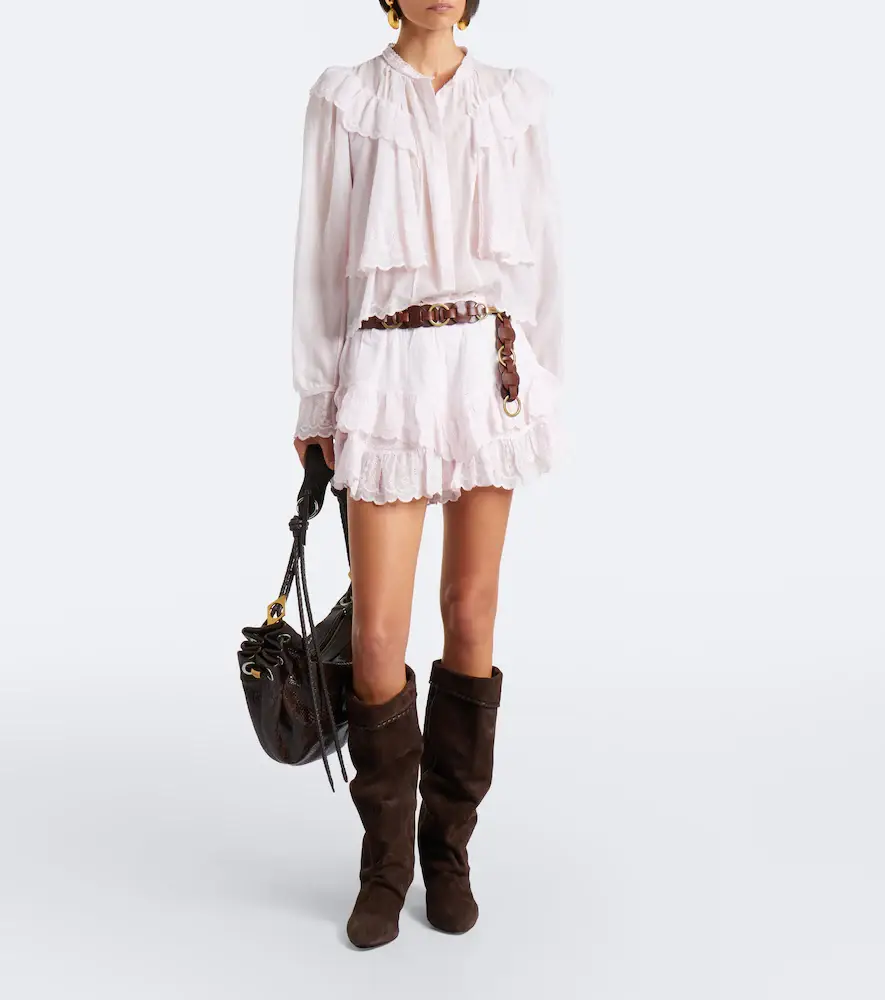 Marant Étoile Kelmon embroidered ruffled cotton blouse | Thumbnail 2 Marant Étoile Kelmon embroidered ruffled cotton blouse | Thumbnail 2