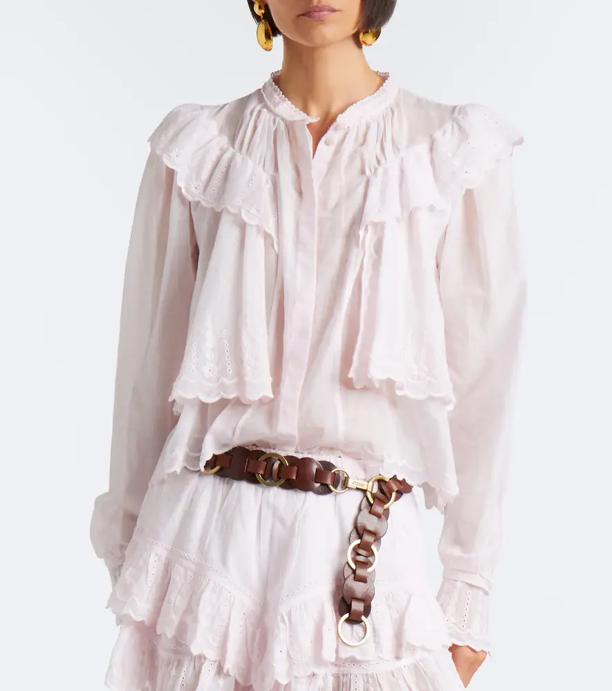 Marant Étoile Kelmon embroidered ruffled cotton blouse | Thumbnail 3 Marant Étoile Kelmon embroidered ruffled cotton blouse | Thumbnail 3