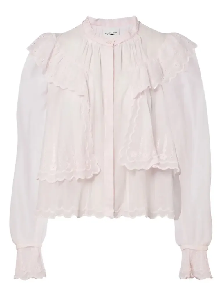 Kelmon embroidered ruffled cotton blouse Kelmon embroidered ruffled cotton blouse