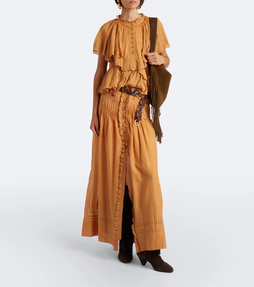 Marant Étoile Loraine embroidered ruffled cotton maxi skirt | Thumbnail 6 Marant Étoile Loraine embroidered ruffled cotton maxi skirt | Thumbnail 6