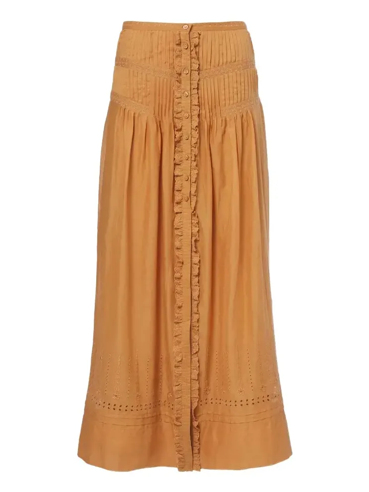 Loraine embroidered ruffled cotton maxi skirt Loraine embroidered ruffled cotton maxi skirt