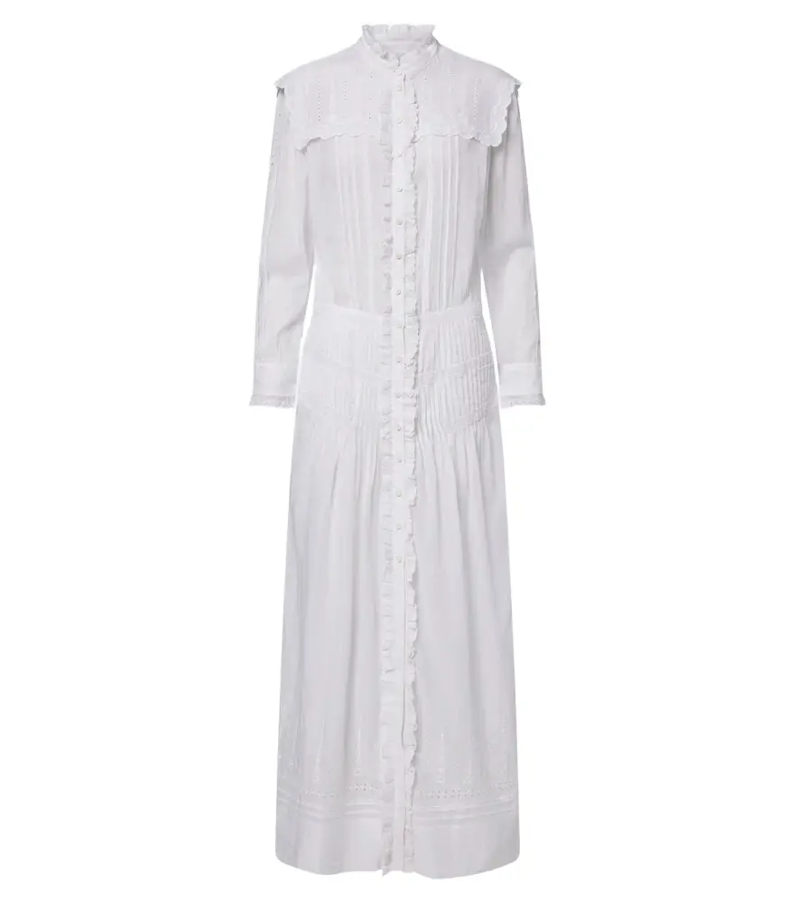 Marant Étoile Lonie embroidered ruffled cotton maxi dress | Image 1 Marant Étoile Lonie embroidered ruffled cotton maxi dress | Image 1