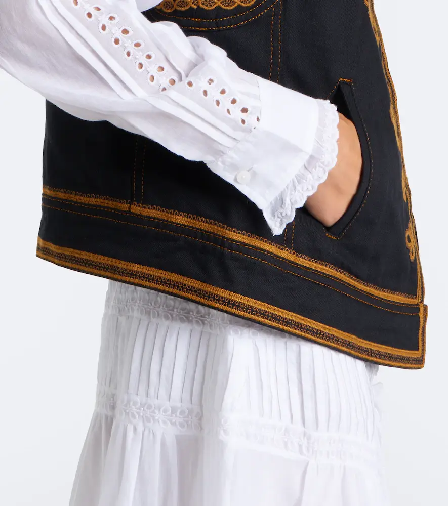 Marant Étoile Edmee embroidered denim vest | Thumbnail 4 Marant Étoile Edmee embroidered denim vest | Thumbnail 4