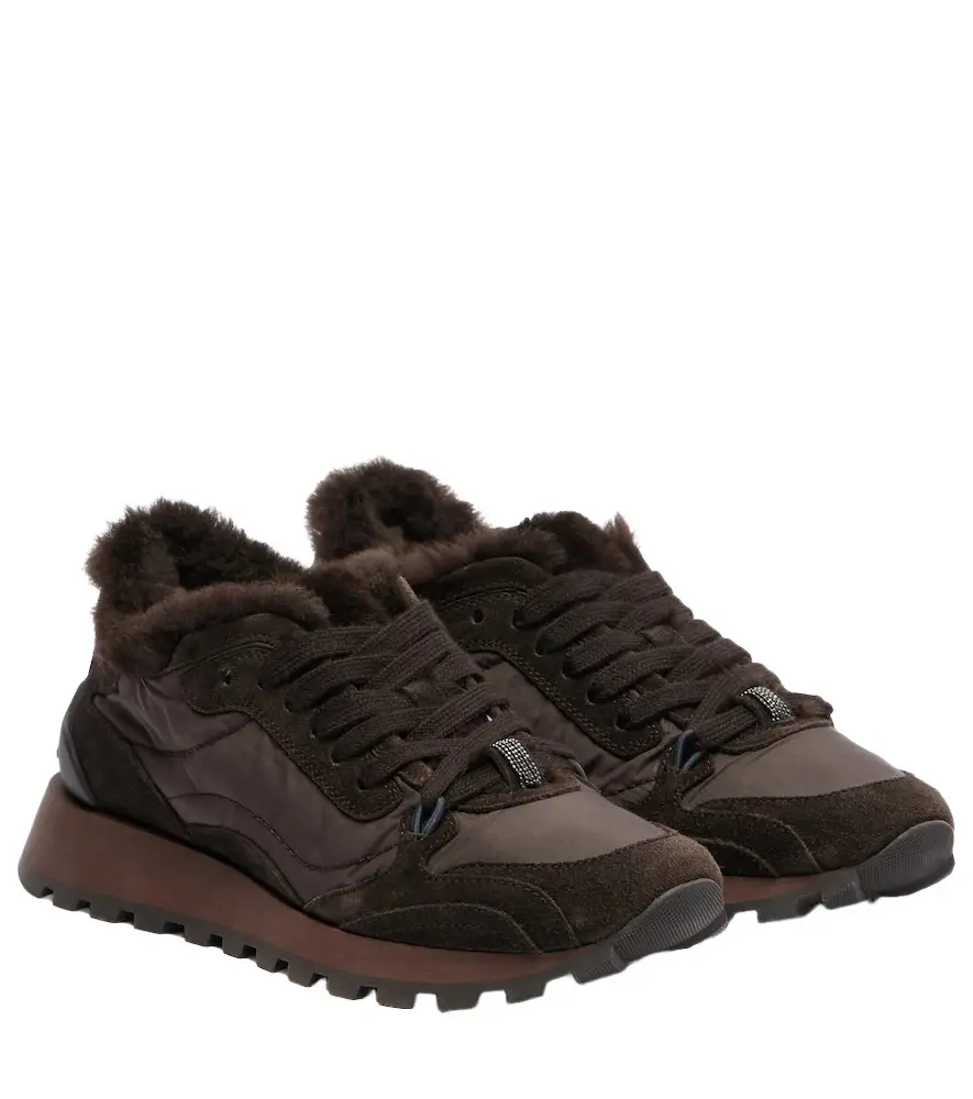 Brunello Cucinelli Monili shearling-trimmed sneakers