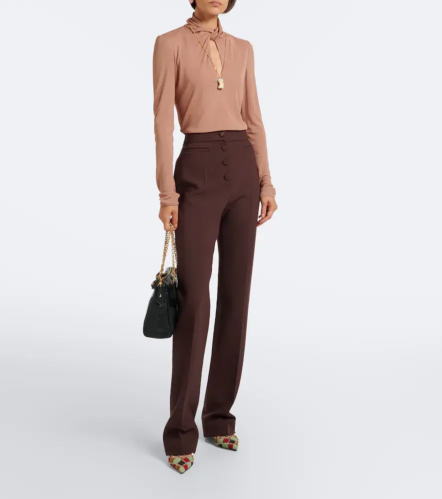 Valentino Garavani Cutout jersey crêpe top | Thumbnail 6 Valentino Garavani Cutout jersey crêpe top | Thumbnail 6