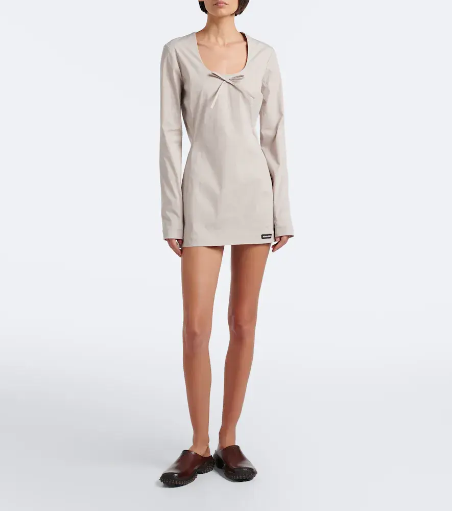 Miu Miu Bow-detail cotton-blend poplin minidress | Thumbnail 3 Miu Miu Bow-detail cotton-blend poplin minidress | Thumbnail 3