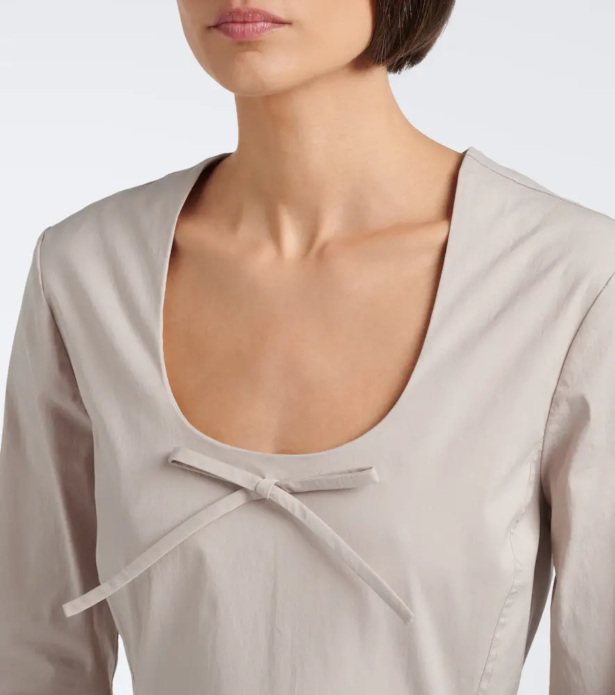 Miu Miu Bow-detail cotton-blend poplin minidress | Thumbnail 4 Miu Miu Bow-detail cotton-blend poplin minidress | Thumbnail 4