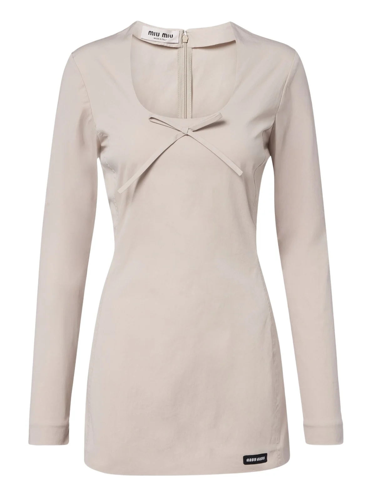 Miu Miu Bow-detail cotton-blend poplin minidress