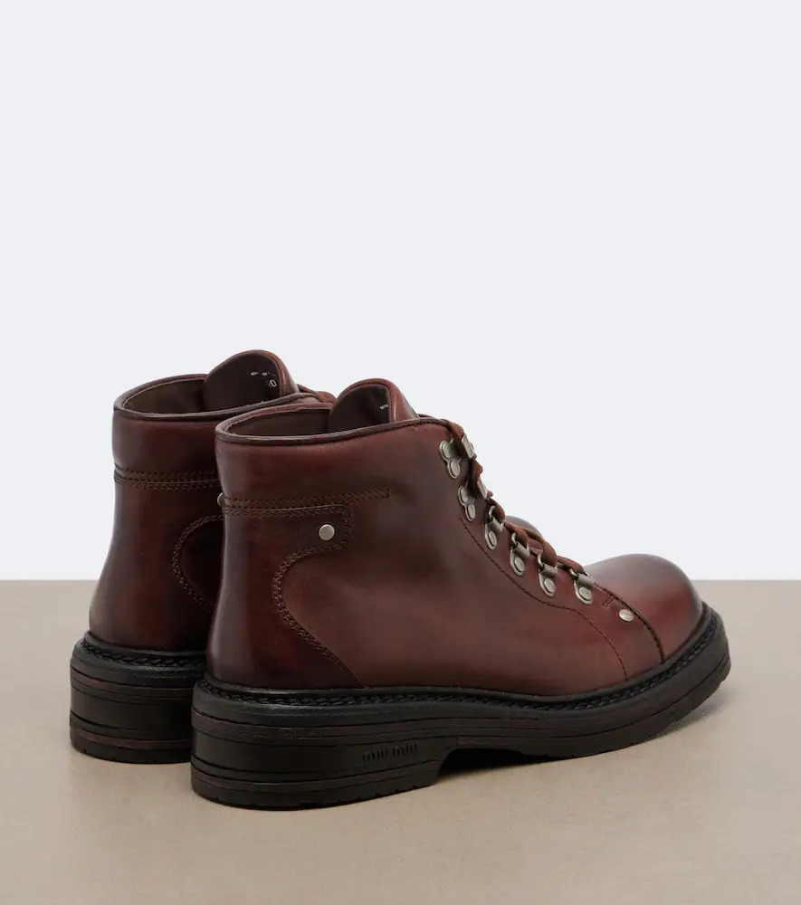 Miu Miu Leather lace-up boots | Thumbnail 3 Miu Miu Leather lace-up boots | Thumbnail 3