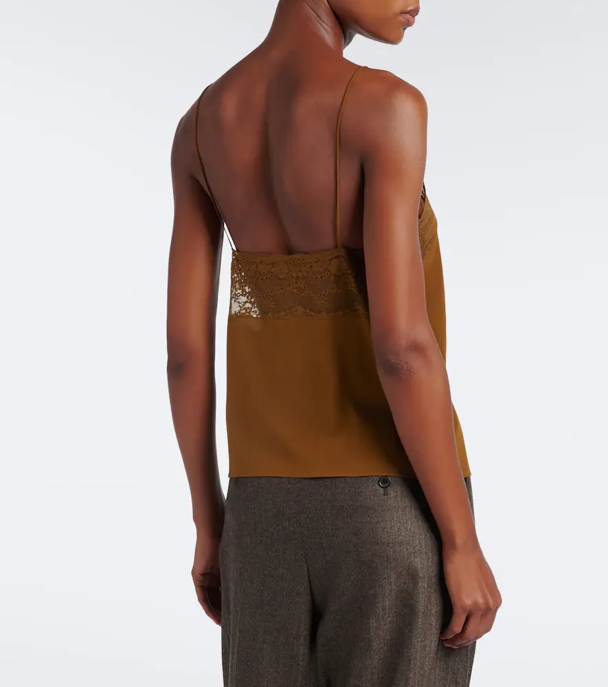 Saint Laurent Lace-trimmed silk crêpe de chine camisole | Thumbnail 2
