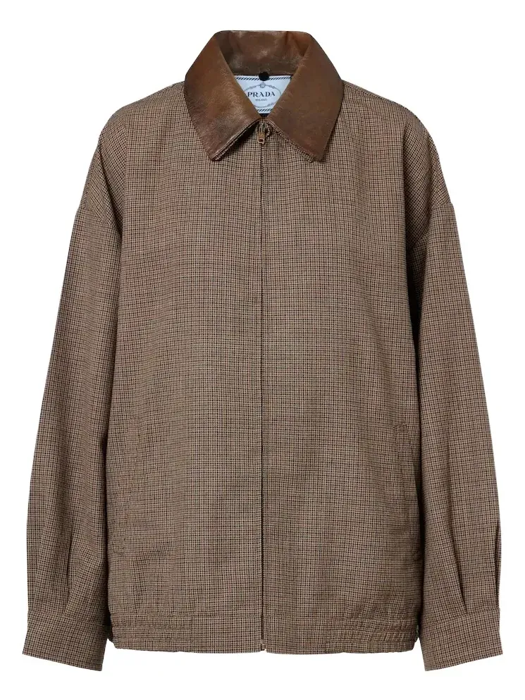 Houndstooth virgin wool blouson jacket