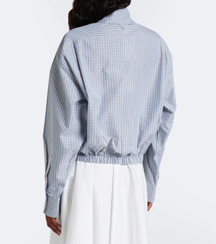 Prada Bow-detail checked cotton blouse | Thumbnail 2