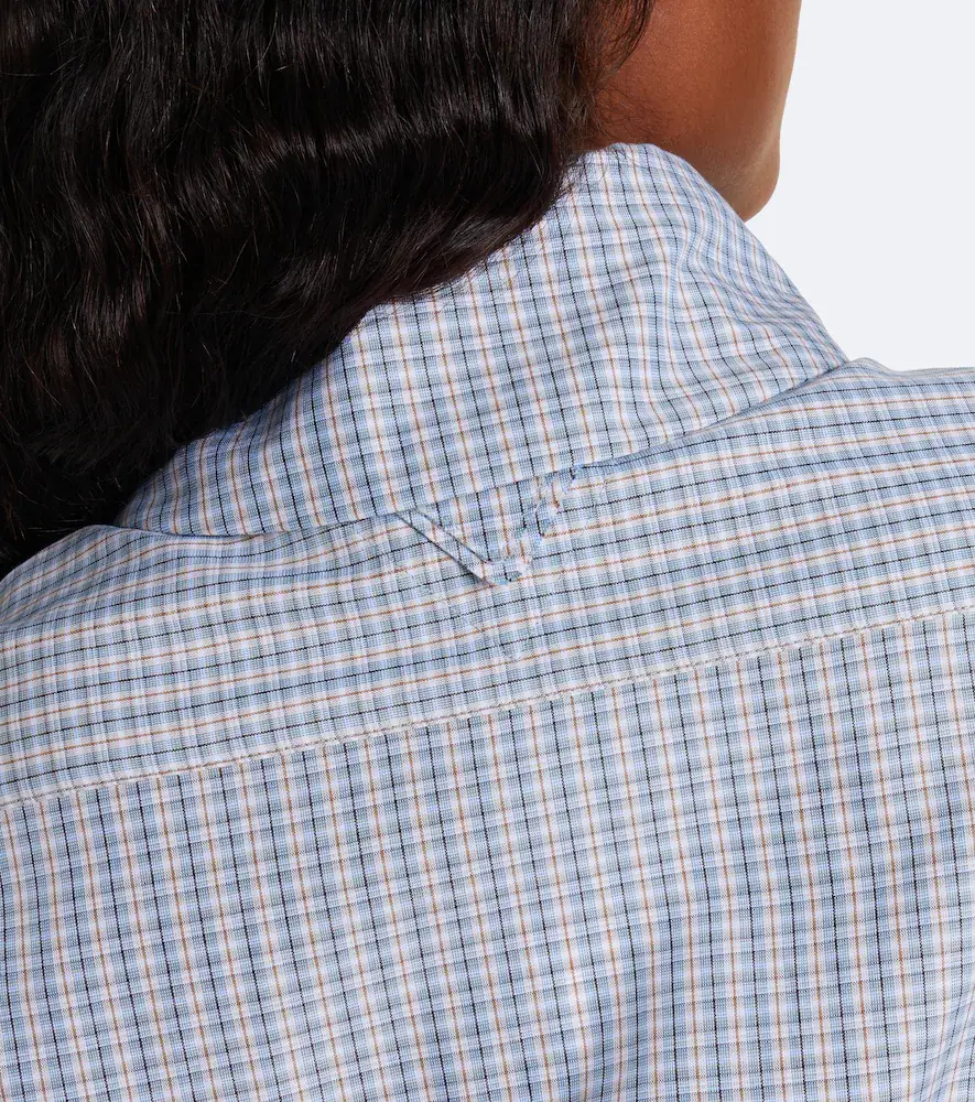 Prada Bow-detail checked cotton blouse | Thumbnail 3