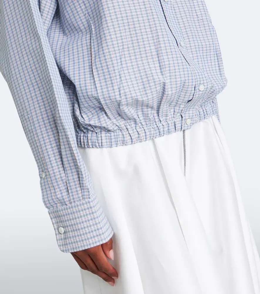Prada Bow-detail checked cotton blouse | Thumbnail 4