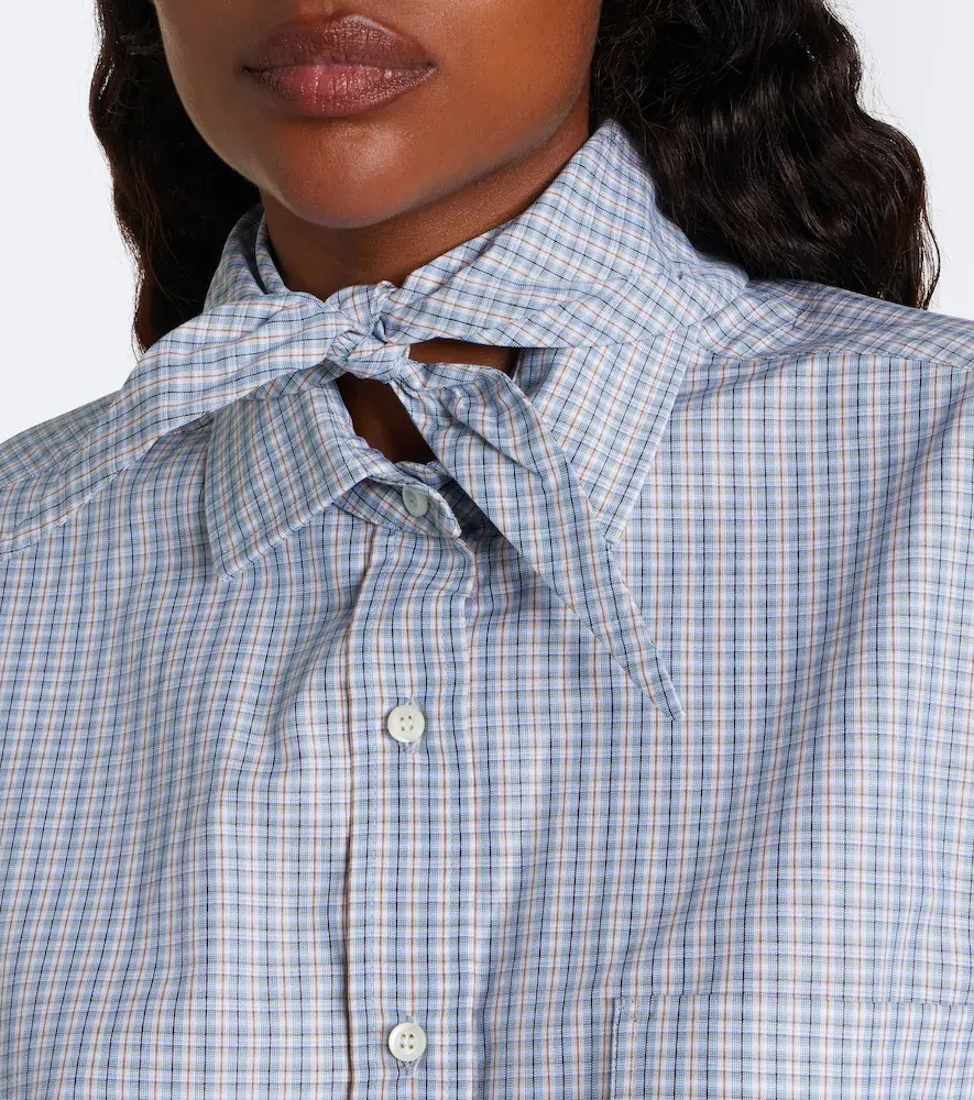 Prada Bow-detail checked cotton blouse | Thumbnail 7