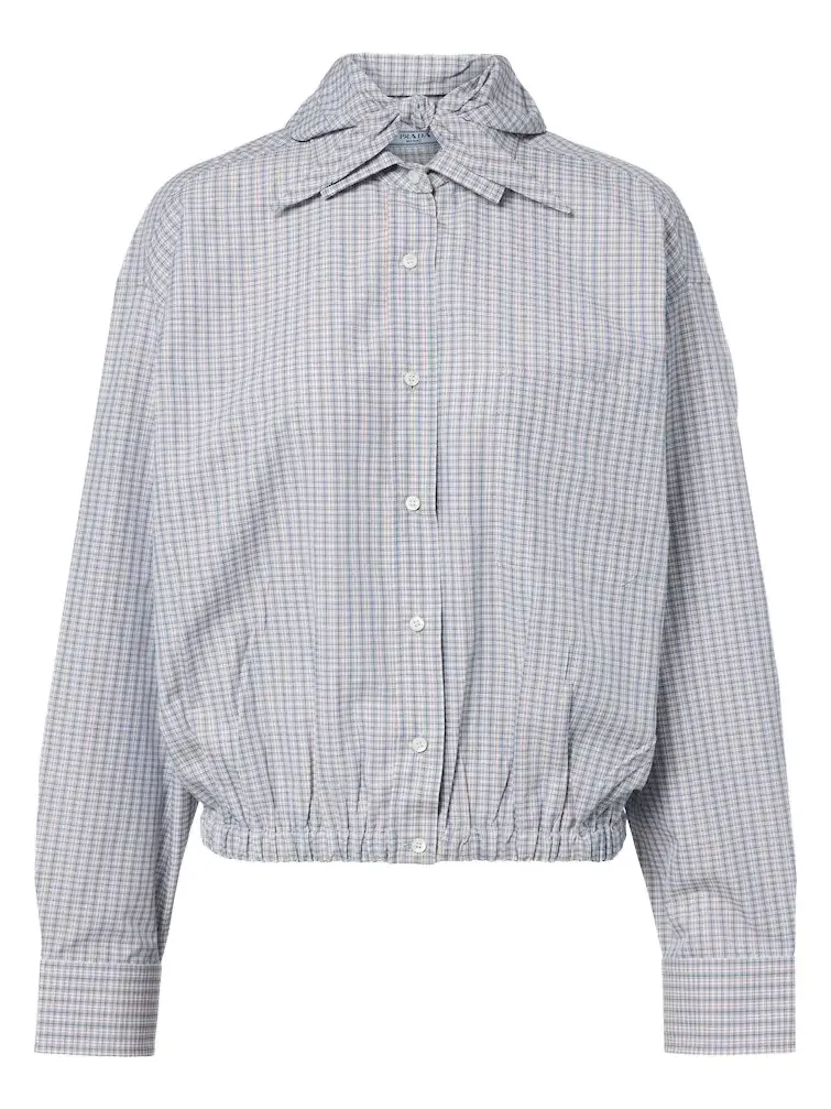 Bow-detail checked cotton blouse Bow-detail checked cotton blouse