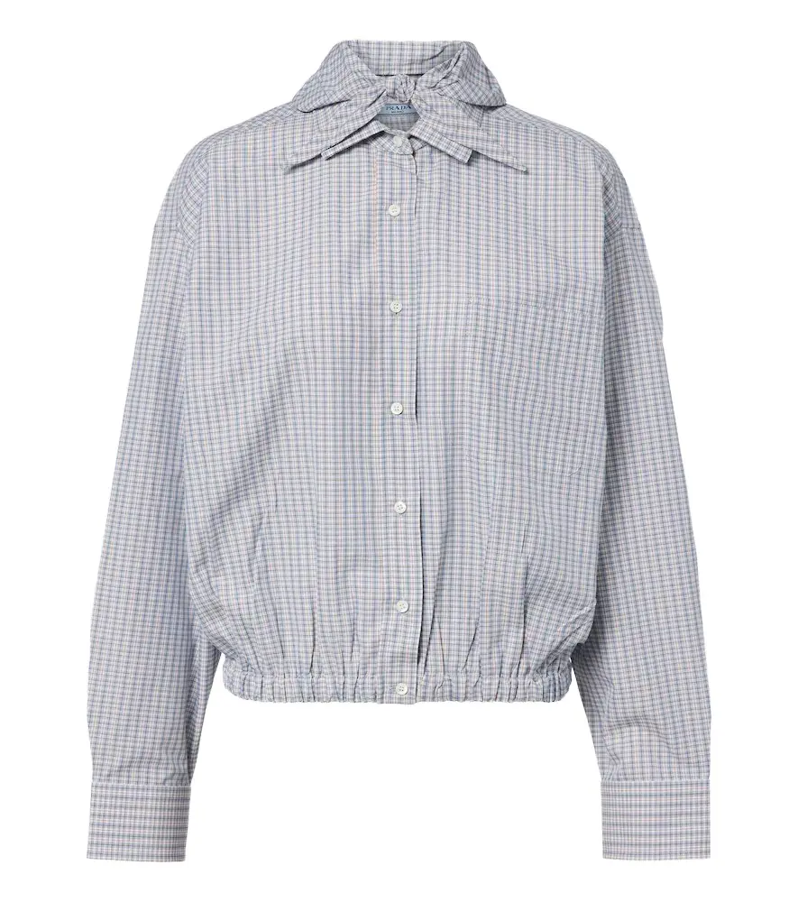 Prada Bow-detail checked cotton blouse | Image 1 Prada Bow-detail checked cotton blouse | Image 1