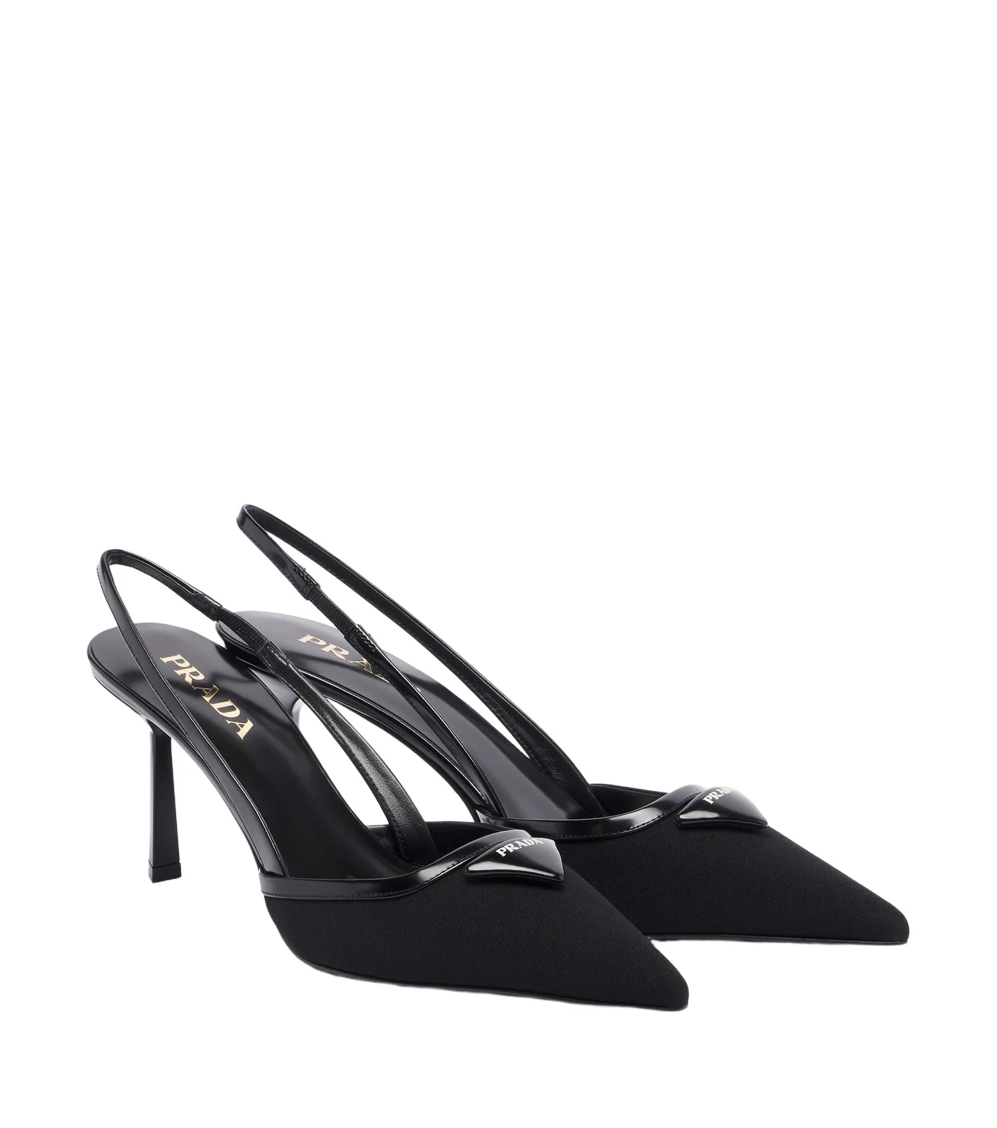 Leather-trimmed slingback pumps