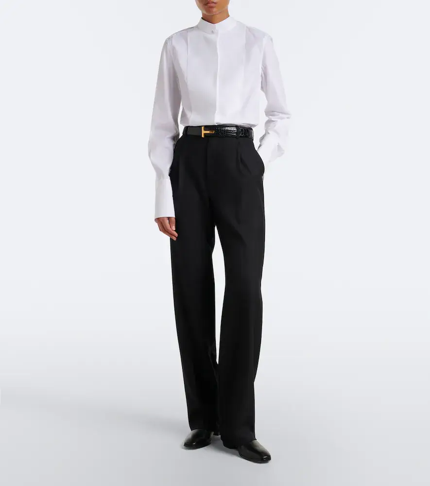 Tom Ford Cropped cotton poplin tuxedo shirt | Thumbnail 3 Tom Ford Cropped cotton poplin tuxedo shirt | Thumbnail 3