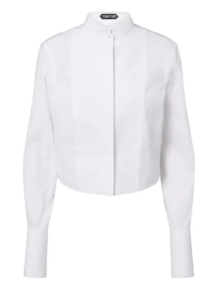 Cropped cotton poplin tuxedo shirt Cropped cotton poplin tuxedo shirt