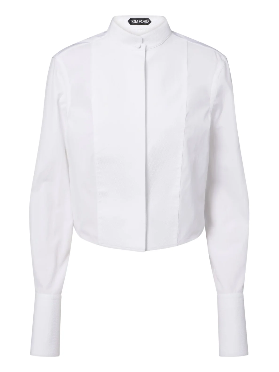 Cropped cotton poplin tuxedo shirt