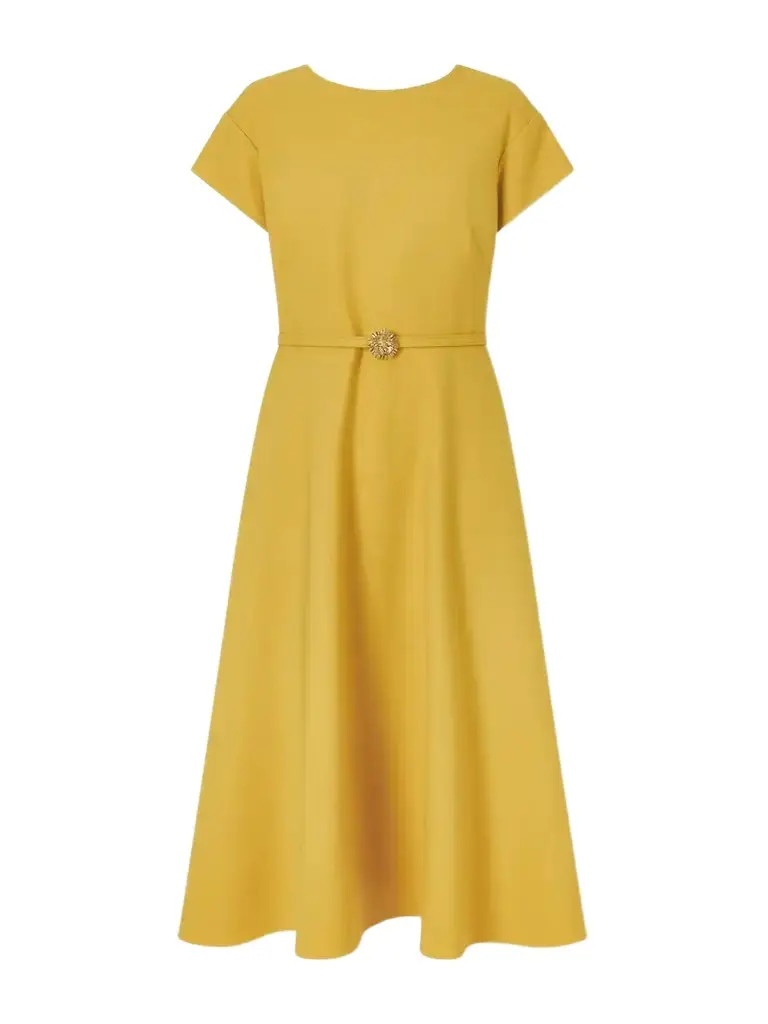 Oscar de la Renta Belted Wool-blend Cady Midi Dress | Image 1 Oscar de la Renta Belted Wool-blend Cady Midi Dress | Image 1