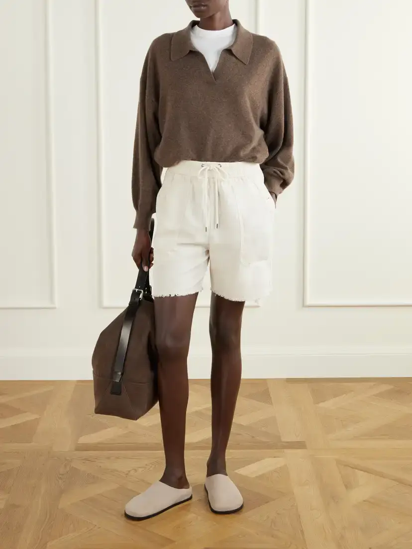 James Perse Lyocell, Linen And Cotton-blend High-rise Utility Shorts | Thumbnail 2
