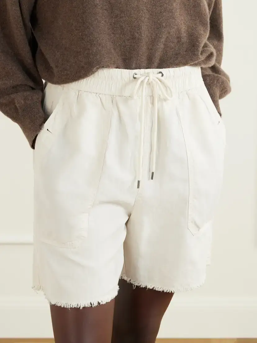 James Perse Lyocell, Linen And Cotton-blend High-rise Utility Shorts | Thumbnail 4
