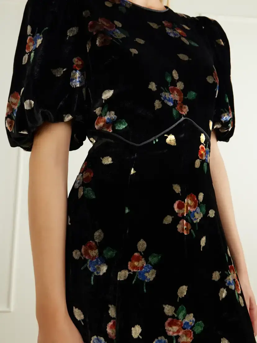 Sea Leda Floral-patterned Velvet Midi Dress | Thumbnail 4 Sea Leda Floral-patterned Velvet Midi Dress | Thumbnail 4