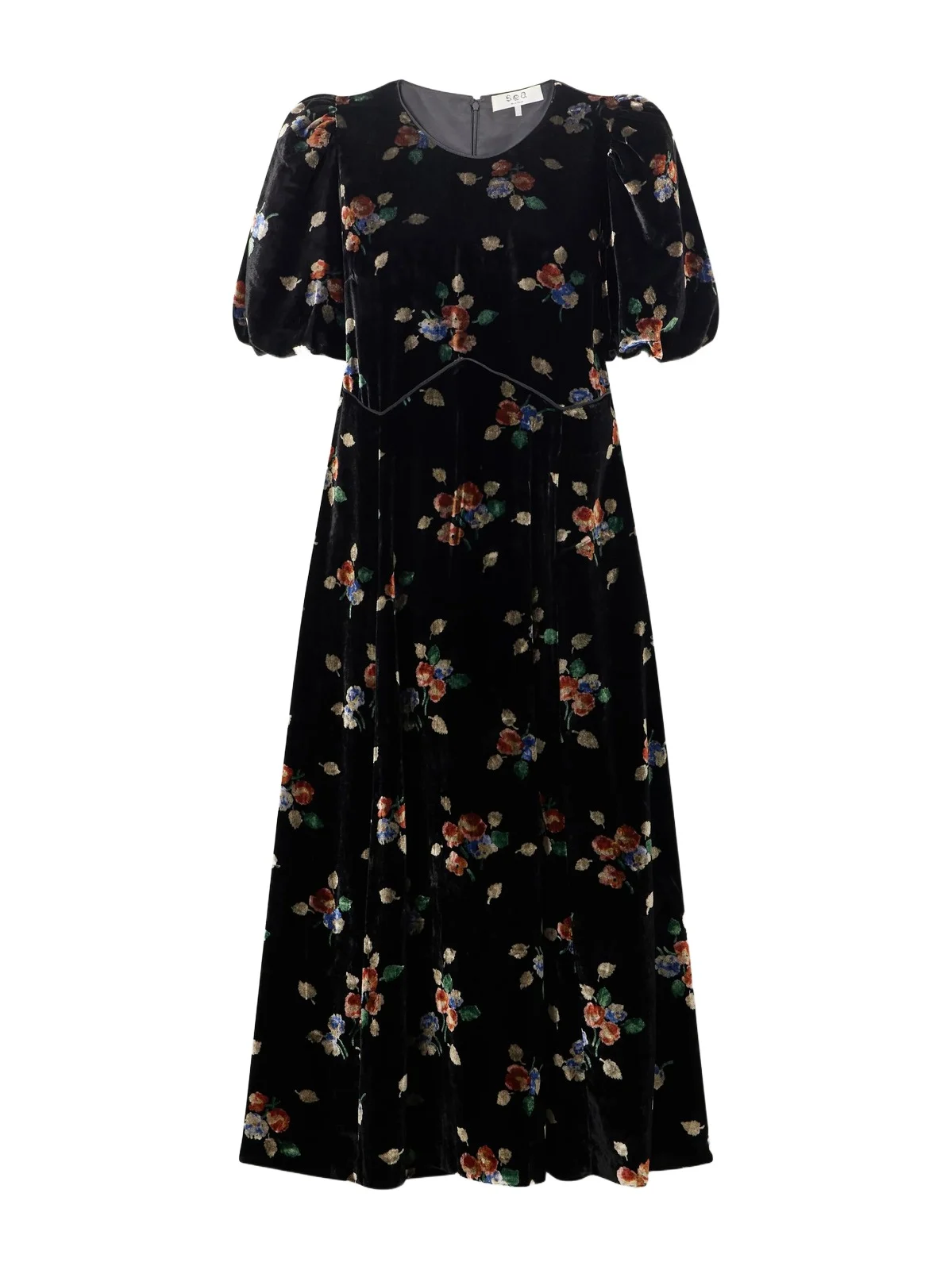 Leda Floral-patterned Velvet Midi Dress Leda Floral-patterned Velvet Midi Dress