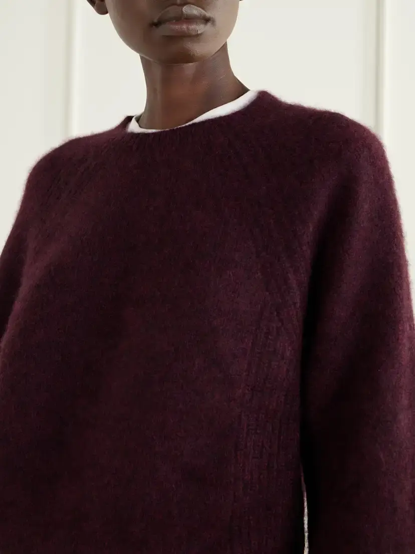 Allude Cashmere And Silk-blend Sweater - Burgundy | Thumbnail 4
