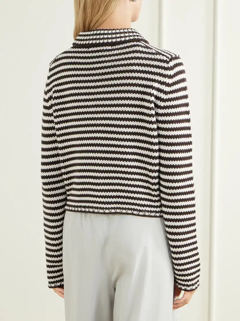 La Ligne Mini Marina Cropped Striped Cotton Cardigan | Thumbnail 3 La Ligne Mini Marina Cropped Striped Cotton Cardigan | Thumbnail 3