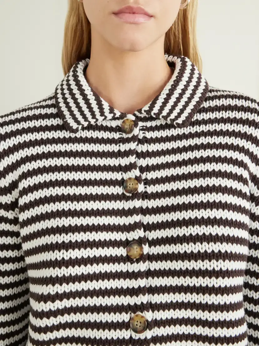 La Ligne Mini Marina Cropped Striped Cotton Cardigan | Thumbnail 4 La Ligne Mini Marina Cropped Striped Cotton Cardigan | Thumbnail 4