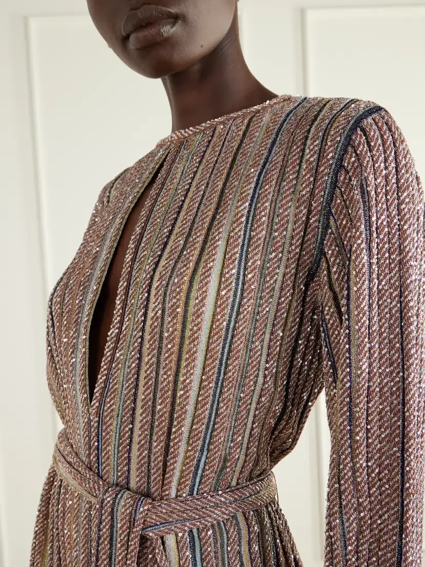 Missoni Cut-out Sequin-embellished Belted Metallic Crochet-knit Mini Dress | Thumbnail 4 Missoni Cut-out Sequin-embellished Belted Metallic Crochet-knit Mini Dress | Thumbnail 4