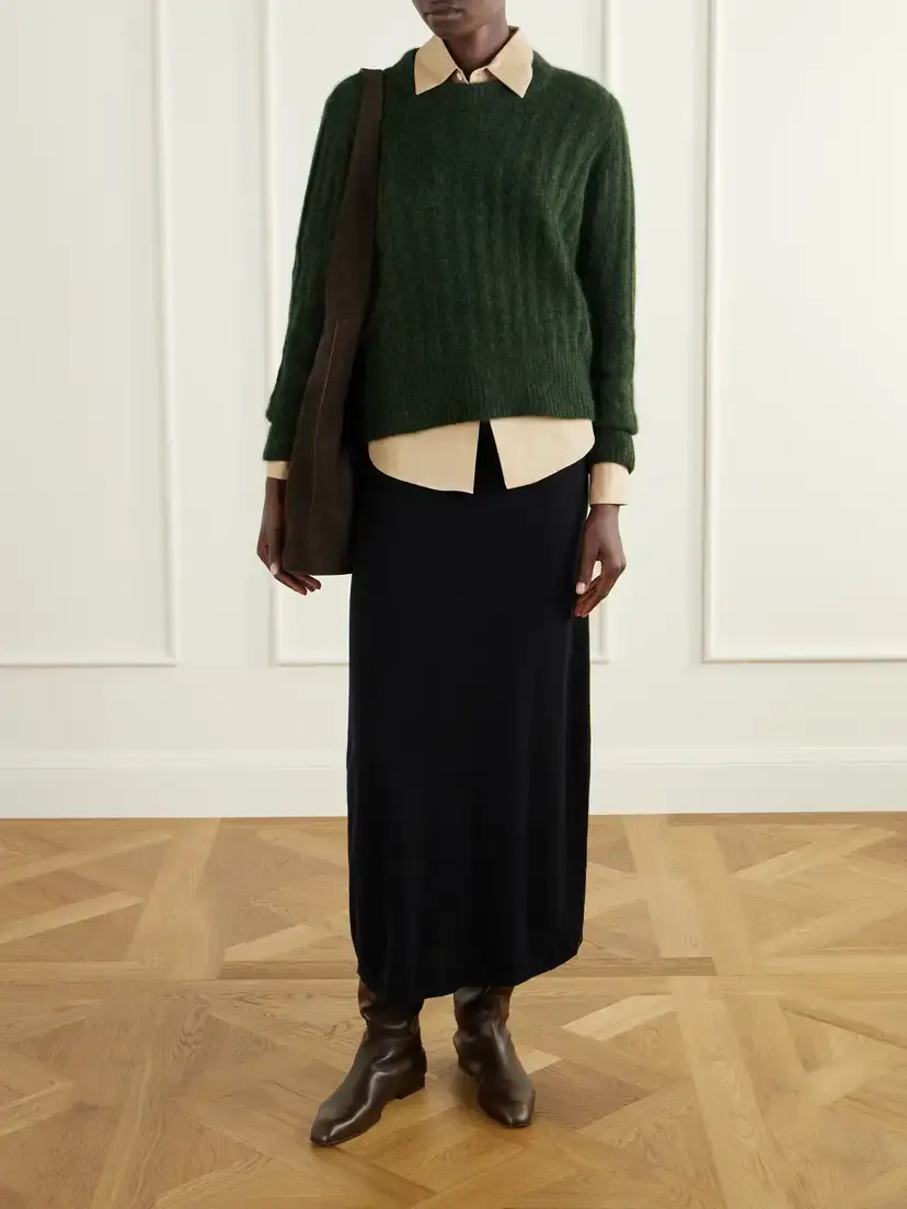 Allude Cashmere And Silk-blend Sweater - Green | Thumbnail 2 Allude Cashmere And Silk-blend Sweater - Green | Thumbnail 2