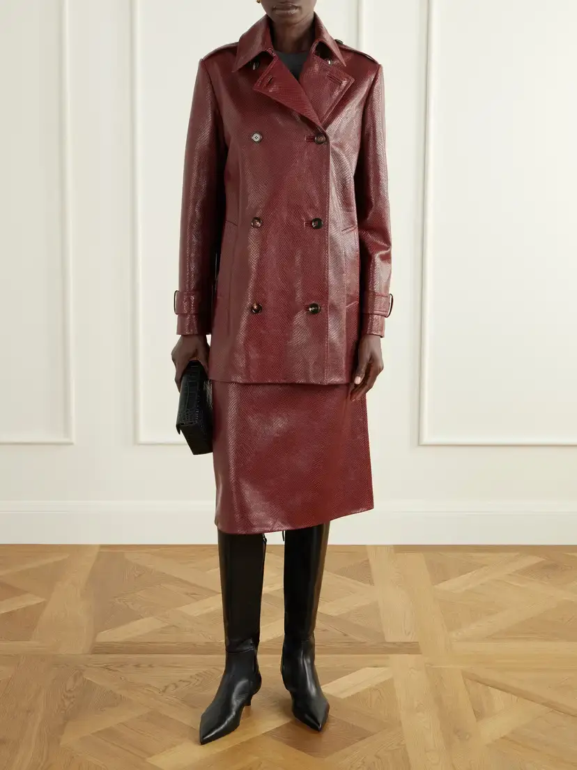 Veronica de Piante Charlotte Double-breasted Snake-effect Leather Trench Coat | Thumbnail 2 Veronica de Piante Charlotte Double-breasted Snake-effect Leather Trench Coat | Thumbnail 2
