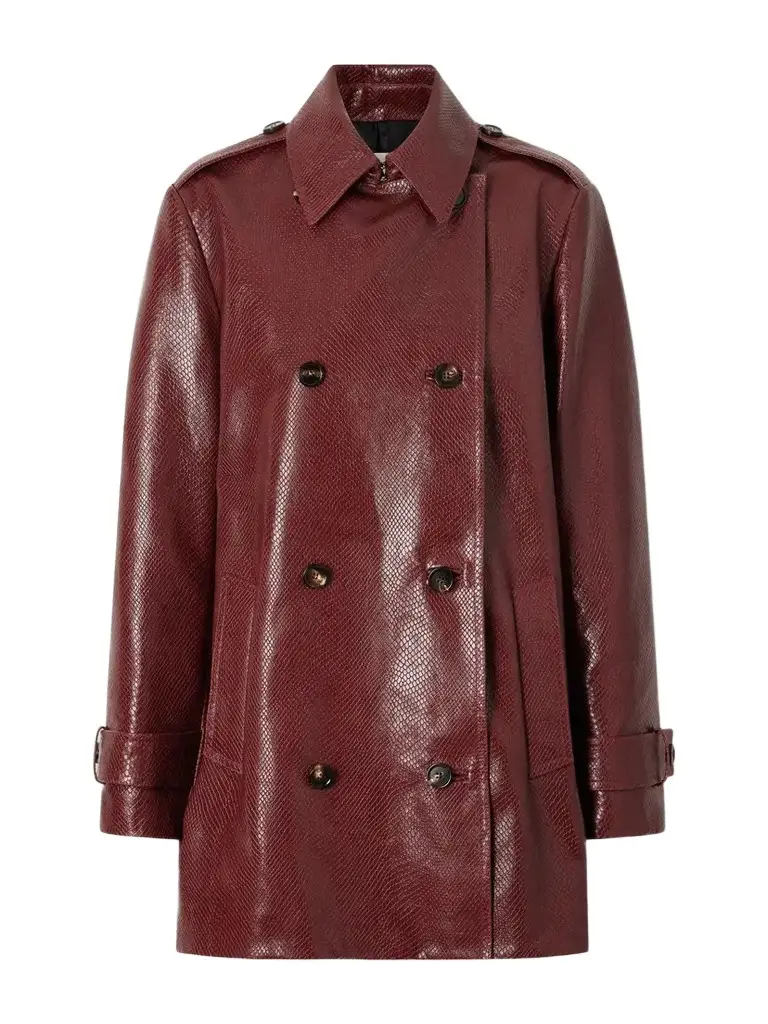 Veronica de Piante Charlotte Double-breasted Snake-effect Leather Trench Coat | Image 1 Veronica de Piante Charlotte Double-breasted Snake-effect Leather Trench Coat | Image 1