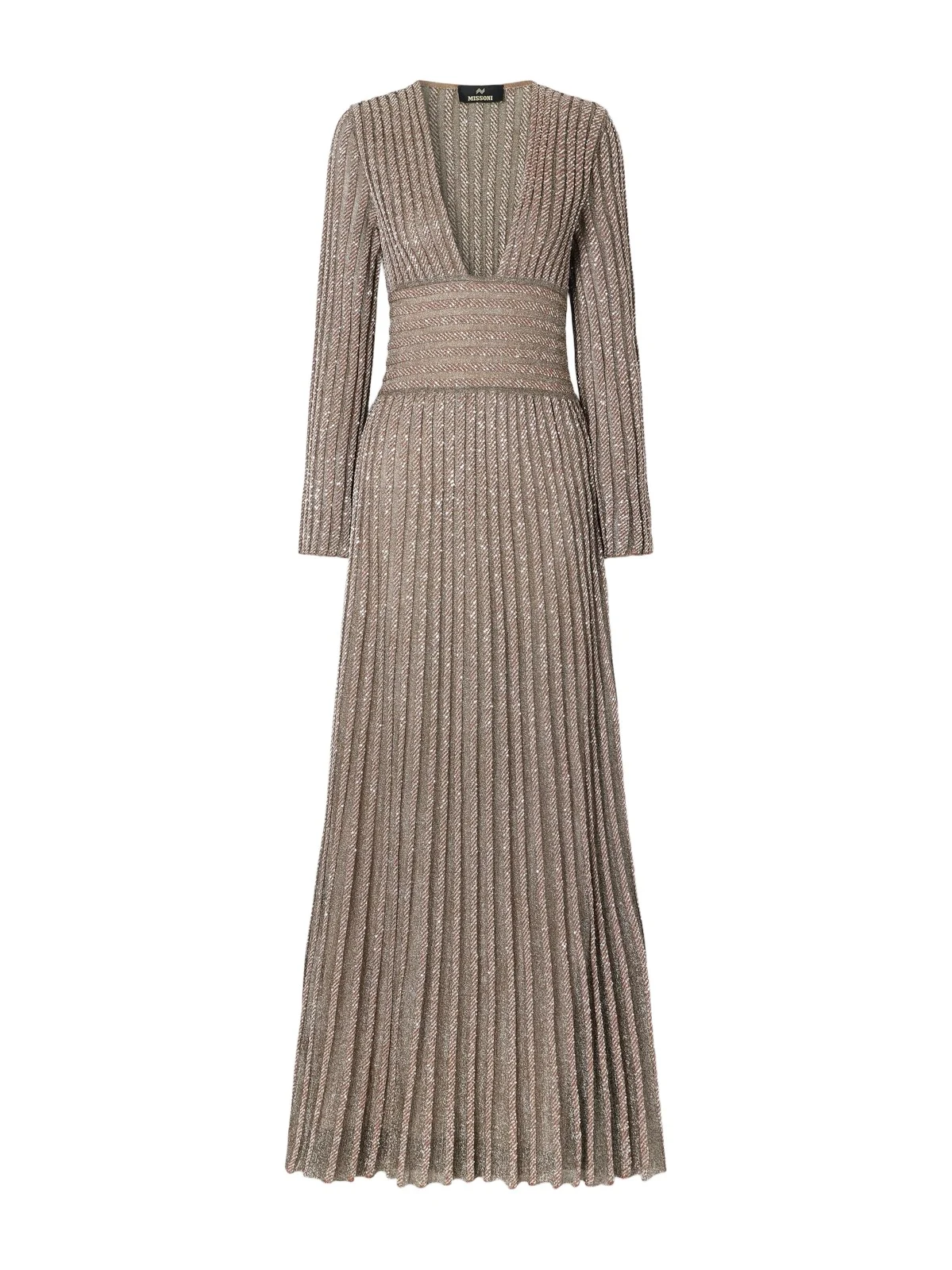 Ribbed Metallic Crochet-knit Maxi Dress