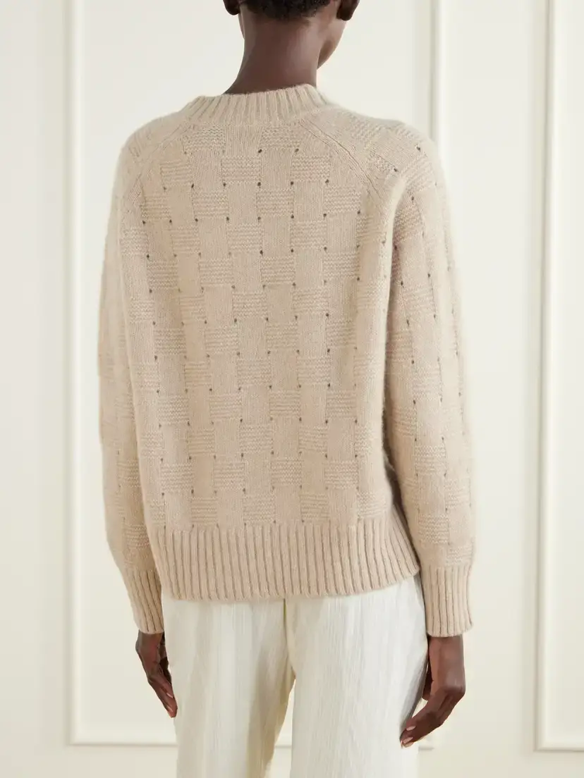 Allude Cashmere And Silk-blend Sweater - Neutrals | Thumbnail 4 Allude Cashmere And Silk-blend Sweater - Neutrals | Thumbnail 4